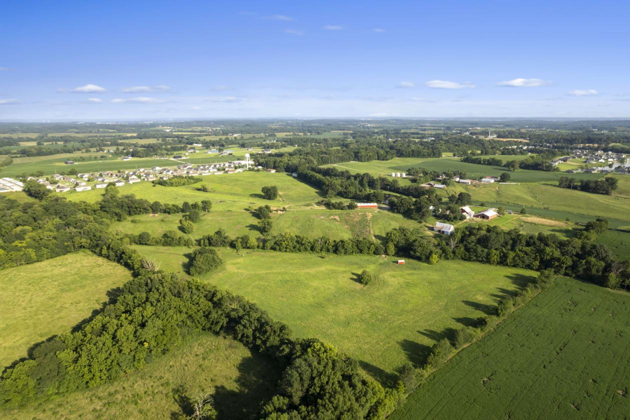 A farm landscape in Graves County, Kentucky.
