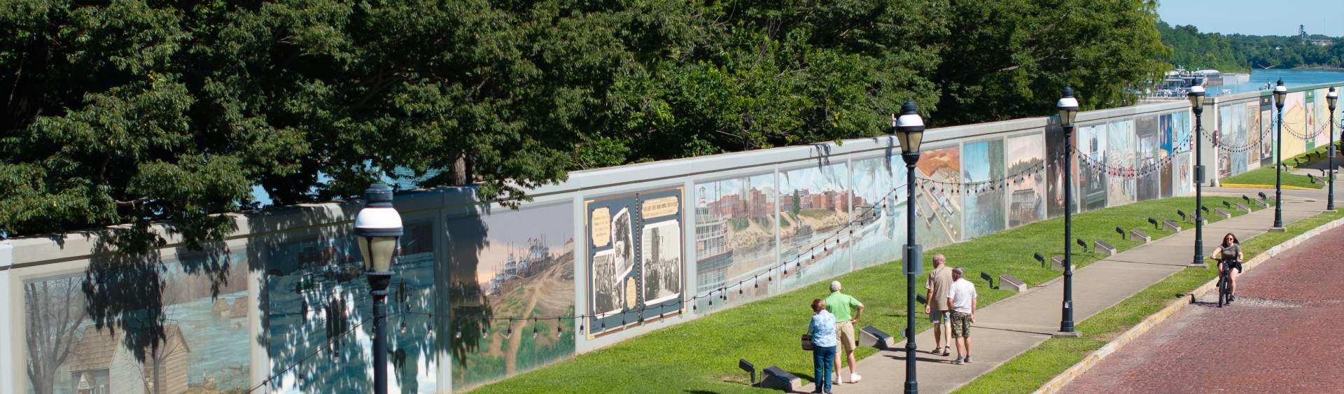 The floodwall murals along the riverfront in Paducah, McCracken County, Kentucky.